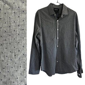 Bonobos Grey Slim Fit X Dotted Patterned Casual Button Up Long Sleeve Shirt